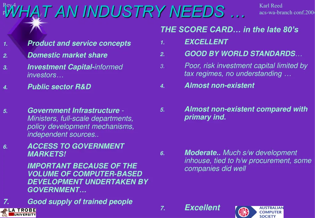 rev 4 p 19 what an industry needs