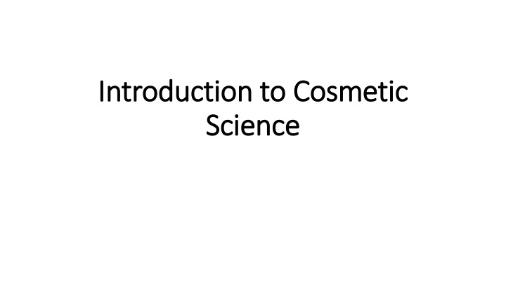 introduction to cosmetic introduction to cosmetic