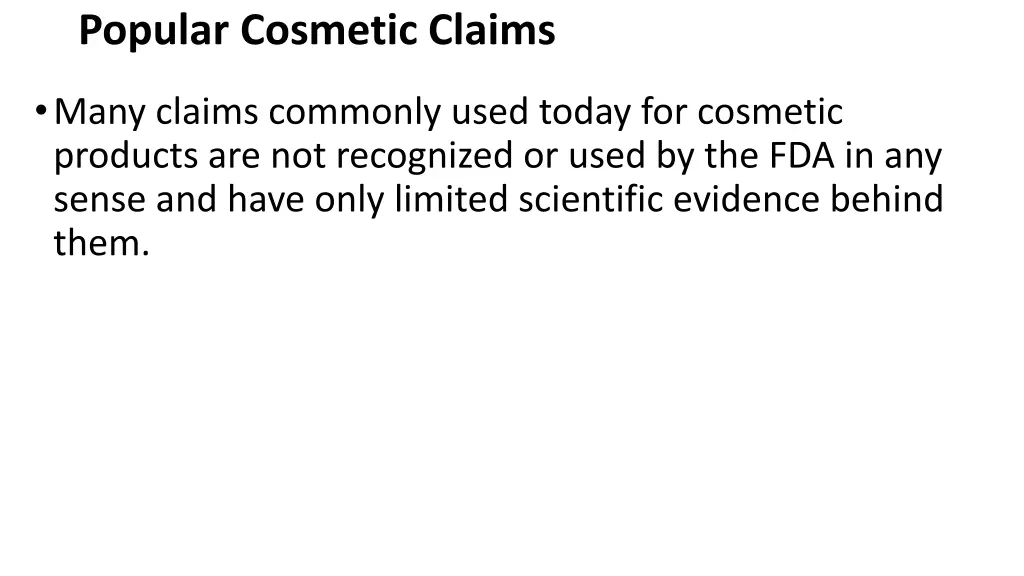 popular cosmetic claims