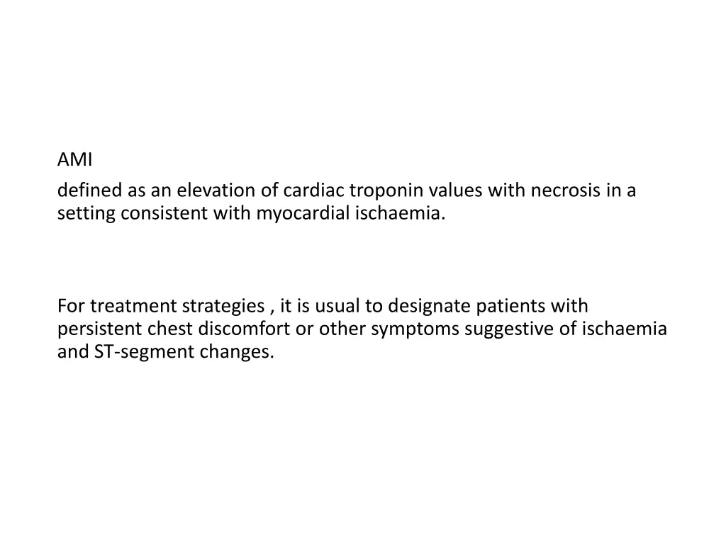 ami defined as an elevation of cardiac troponin