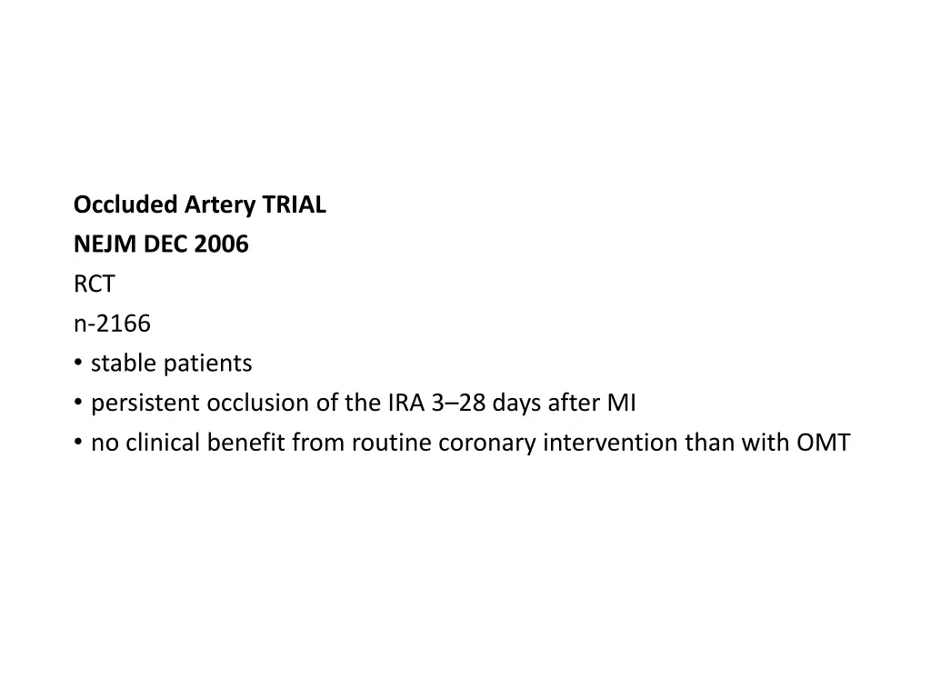 occluded artery trial nejm dec 2006 rct n 2166