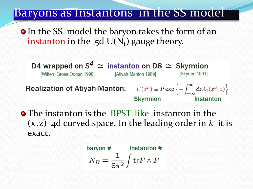 baryons as instantons in the ss model