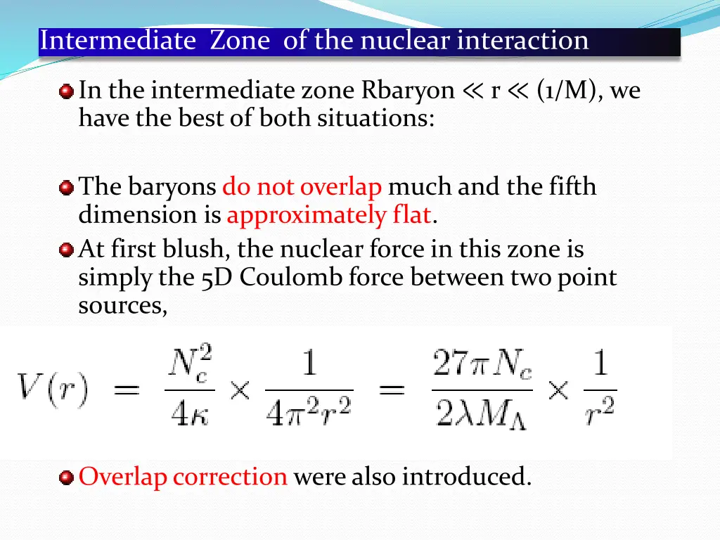 intermediate zone of the nuclear interaction