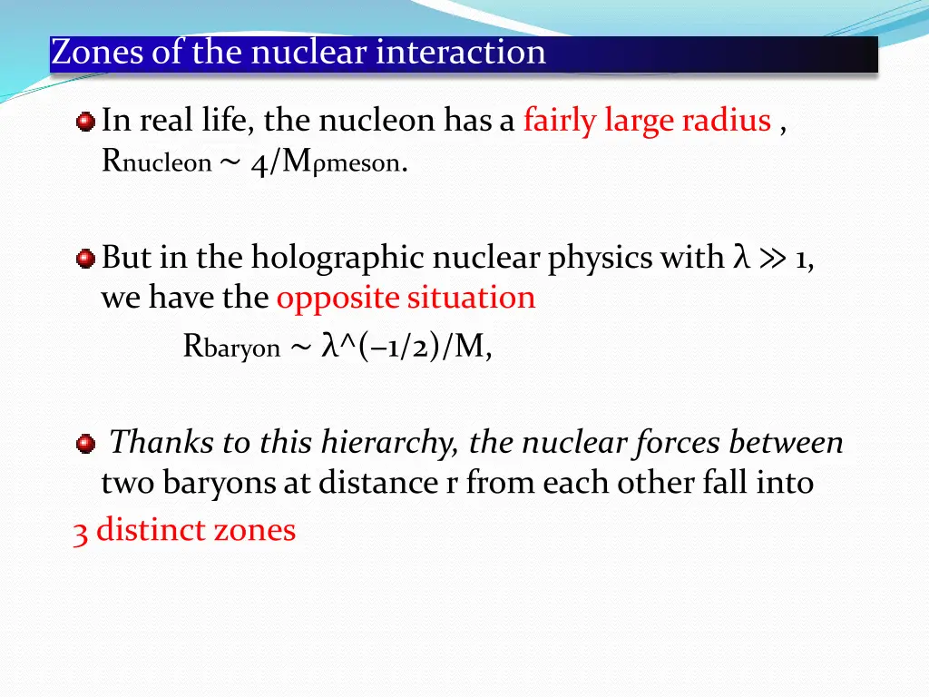 zones of the nuclear interaction