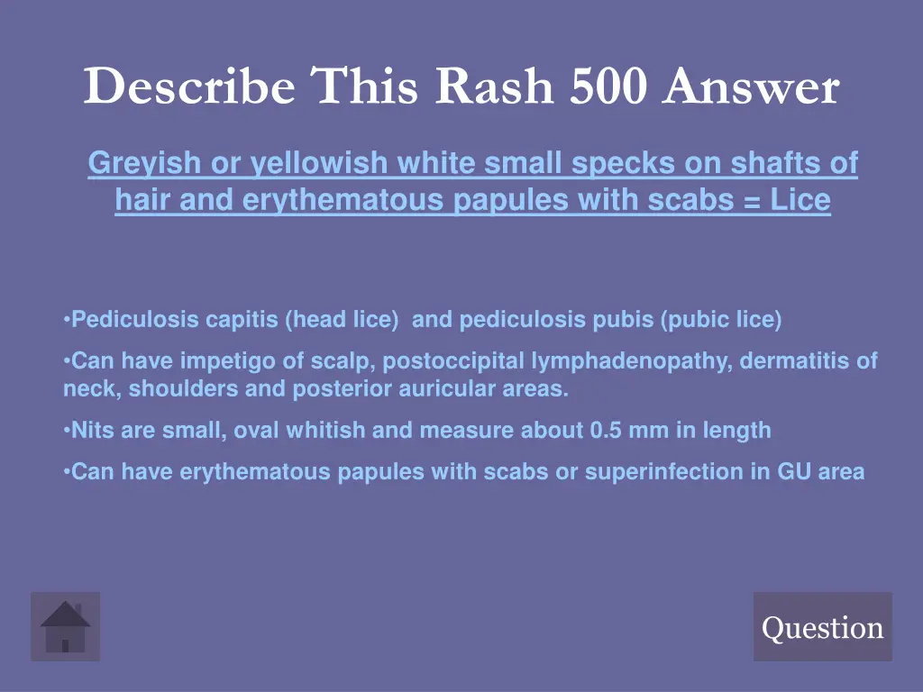 describe this rash 500 answer