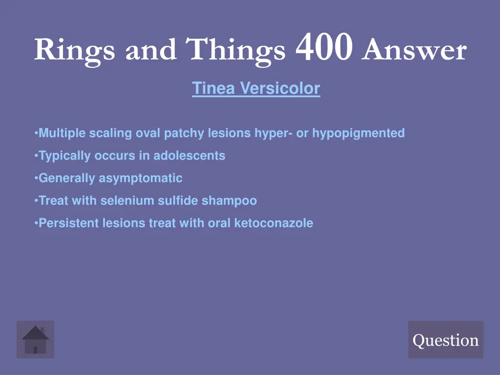 rings and things 400 answer tinea versicolor