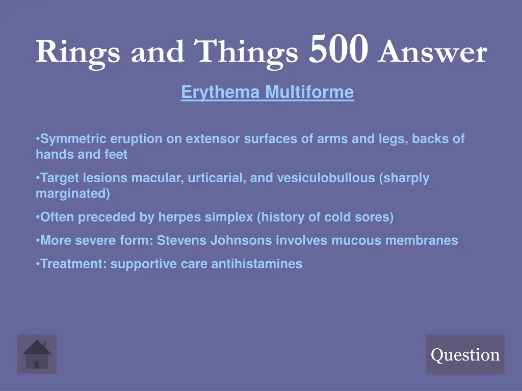 rings and things 500 answer erythema multiforme