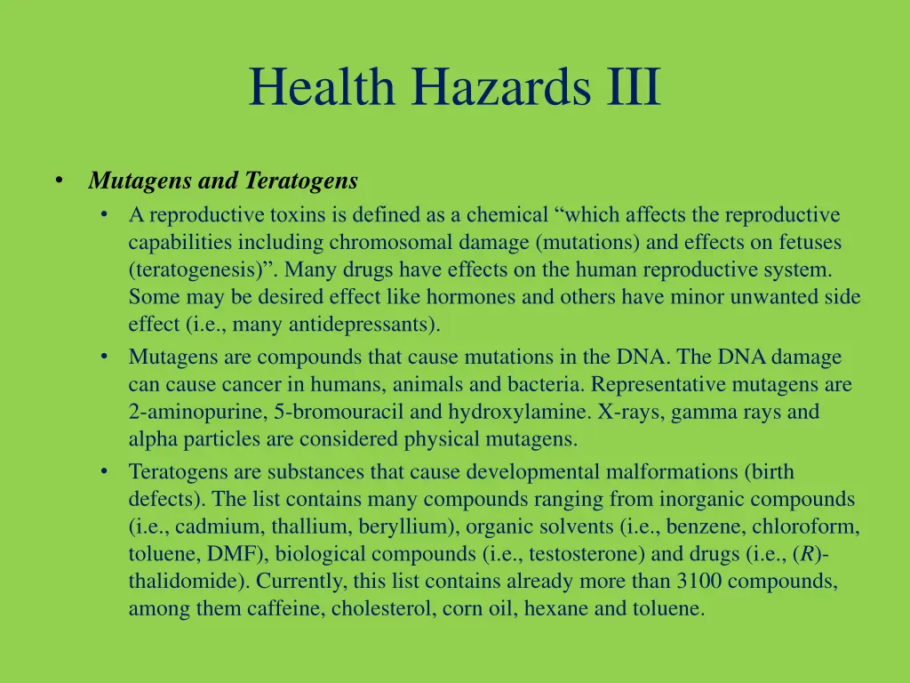 health hazards iii