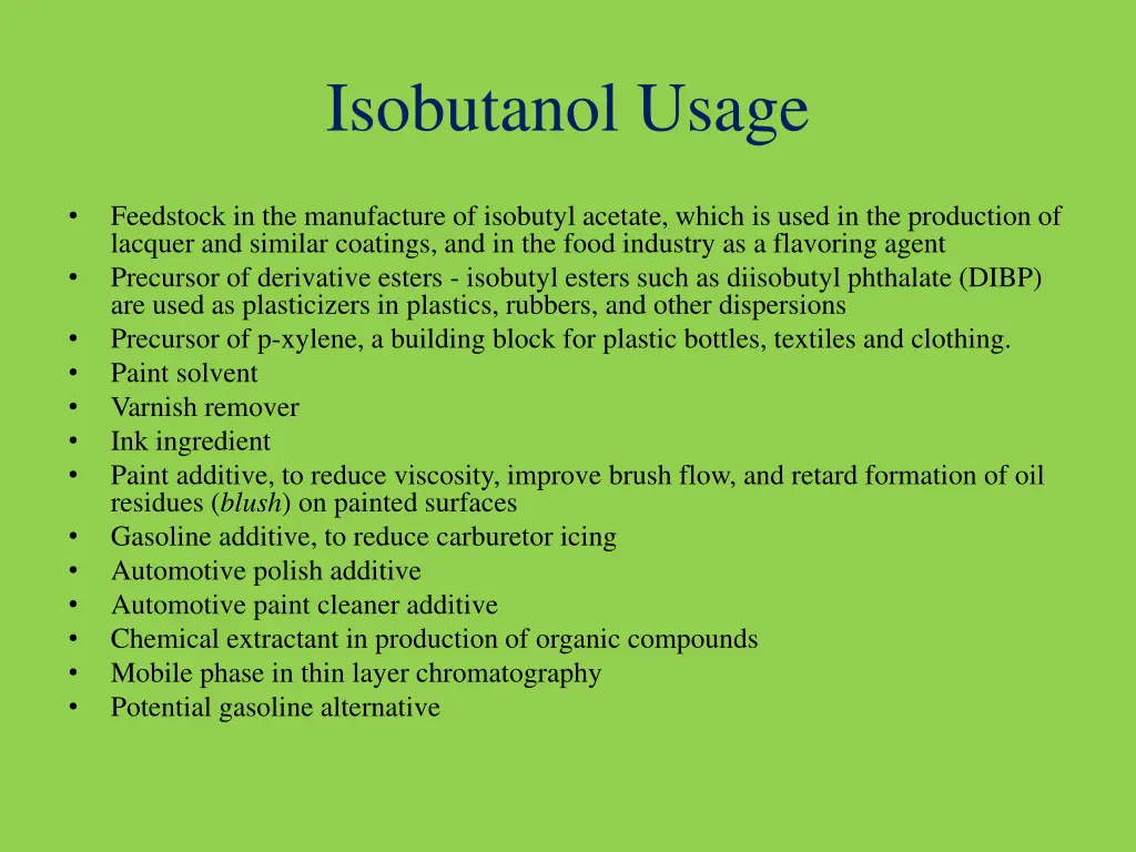 isobutanol usage