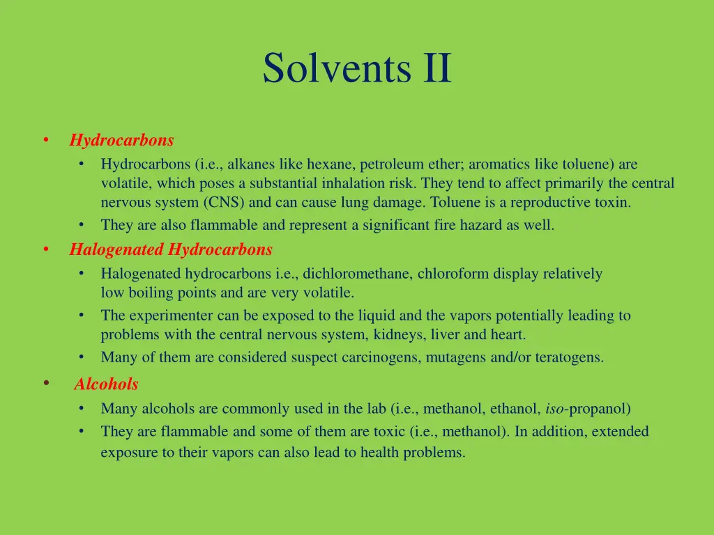 solvents ii