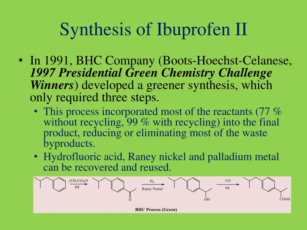 synthesis of ibuprofen ii