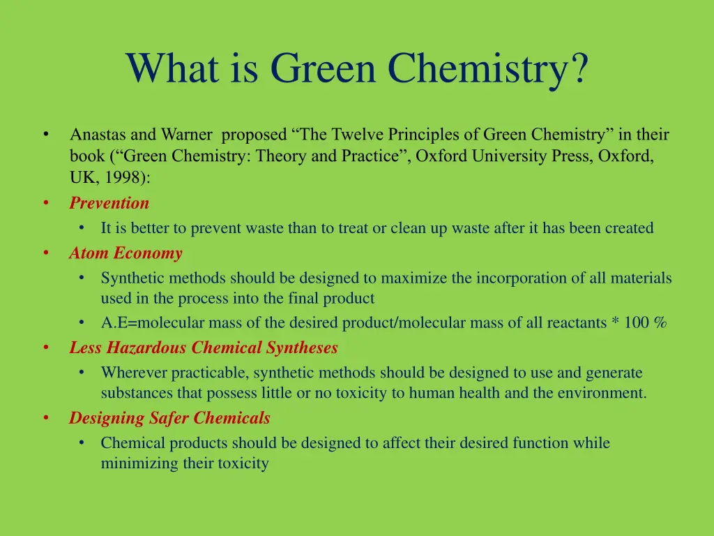 what is green chemistry