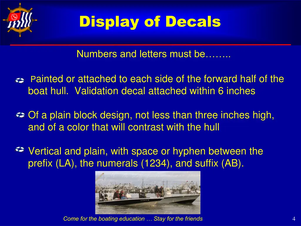 display of decals