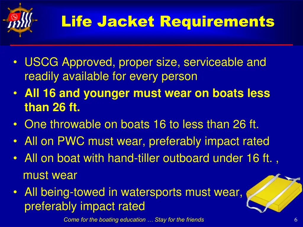 life jacket requirements