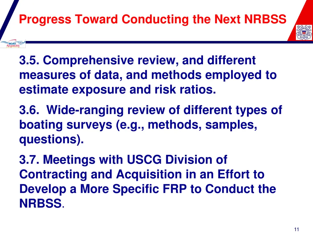 progress toward conducting the next nrbss