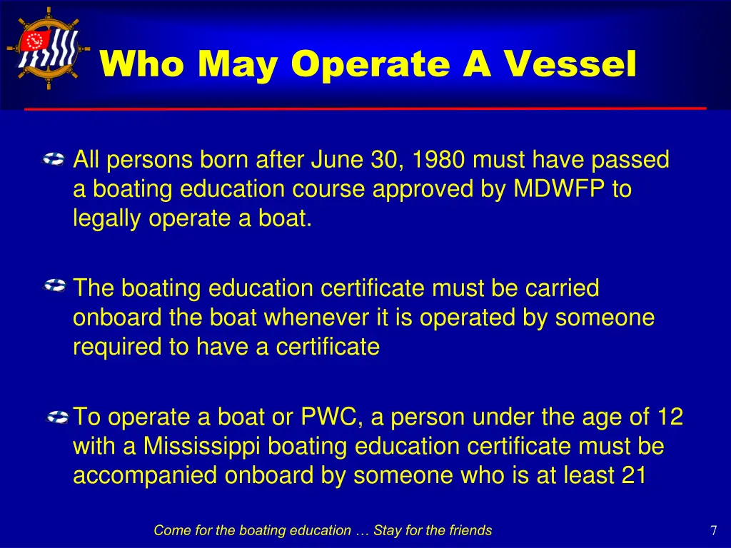 who may operate a vessel