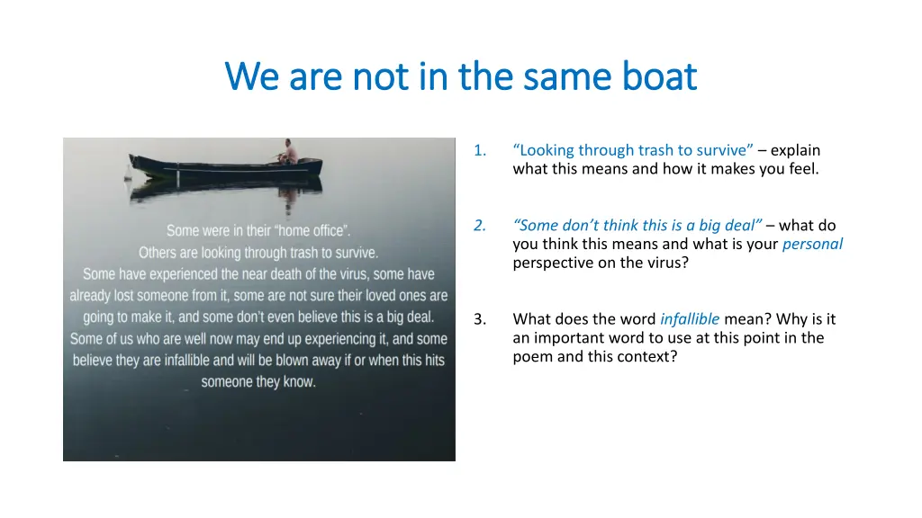 we are not in the same boat 1