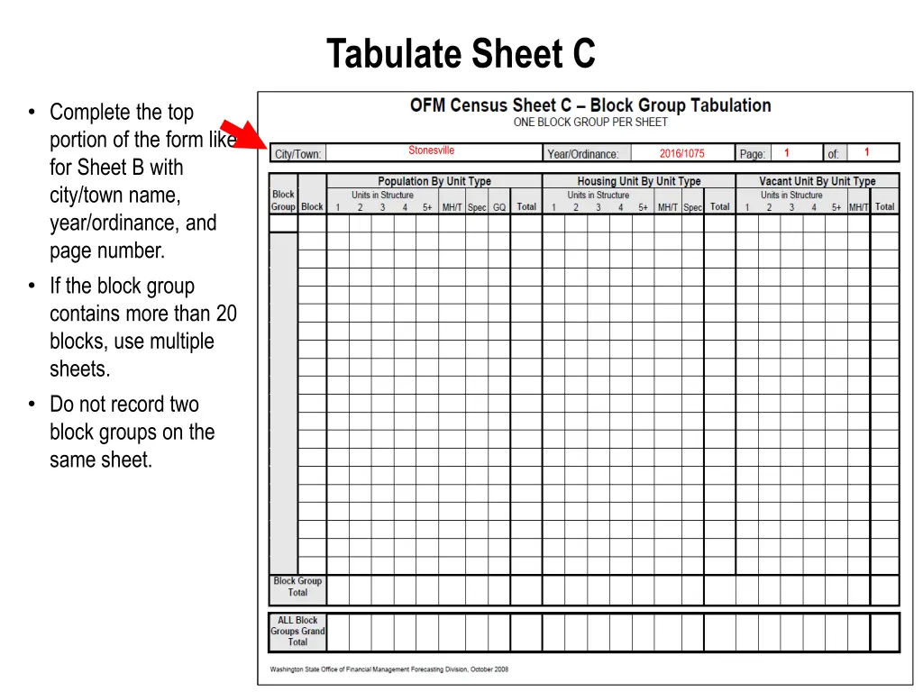 tabulate sheet c