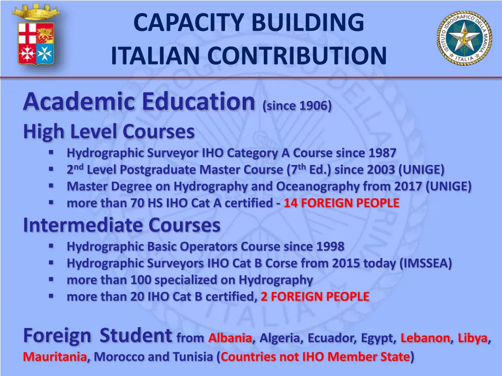 capacity building italian contribution