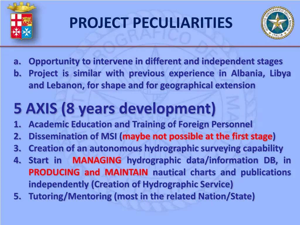 project peculiarities