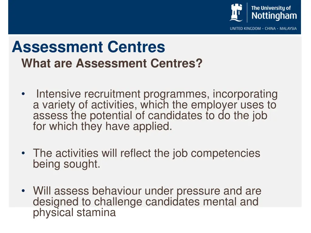 assessment centres what are assessment centres