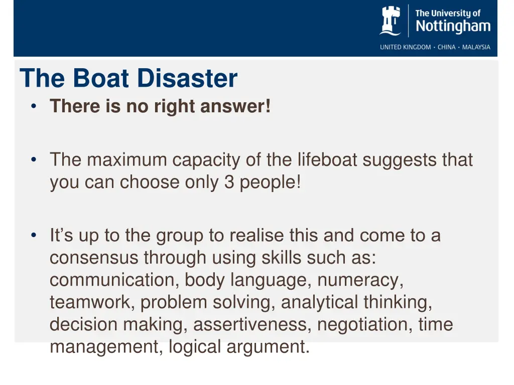 the boat disaster there is no right answer