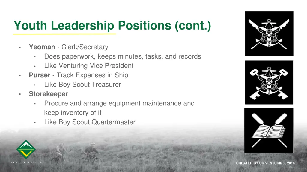 youth leadership positions cont