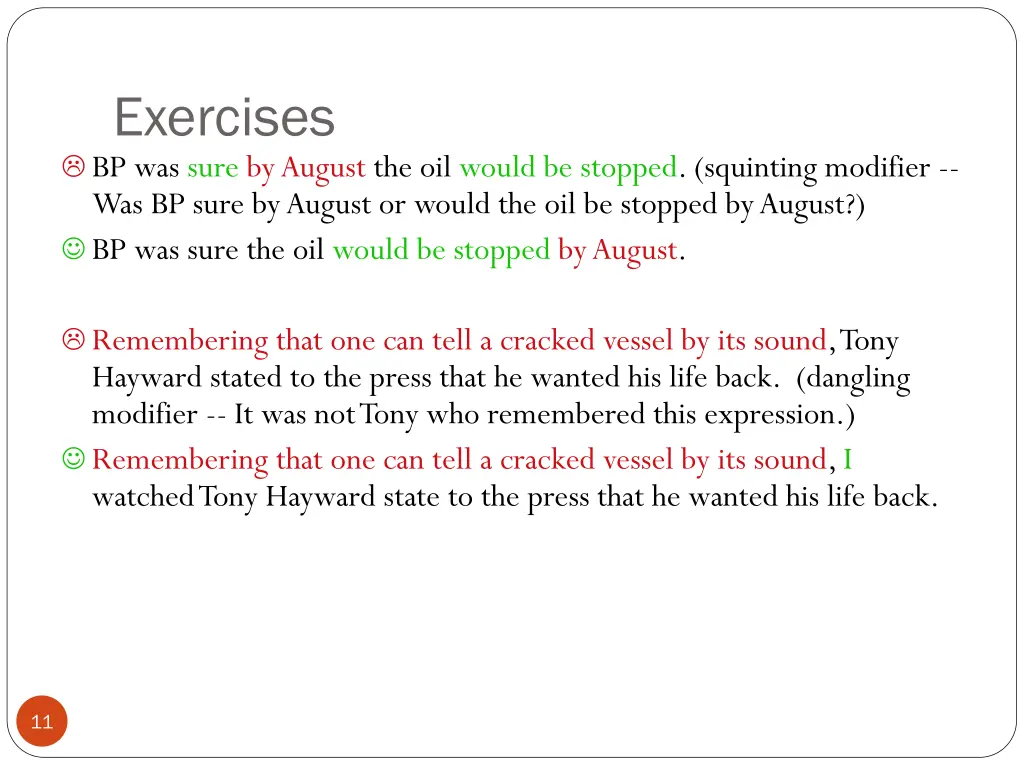 exercises bp was sure by august the oil would