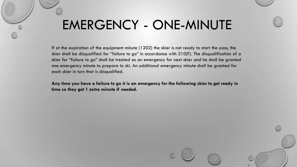 emergency one minute