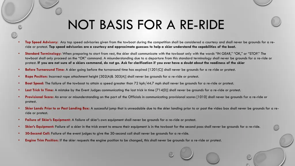 not basis for a re ride