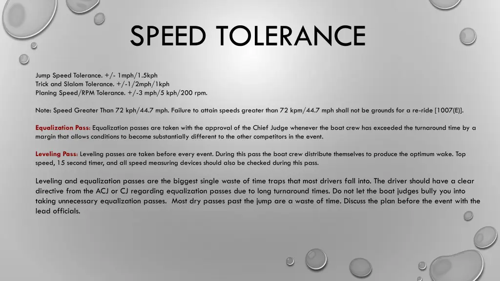 speed tolerance