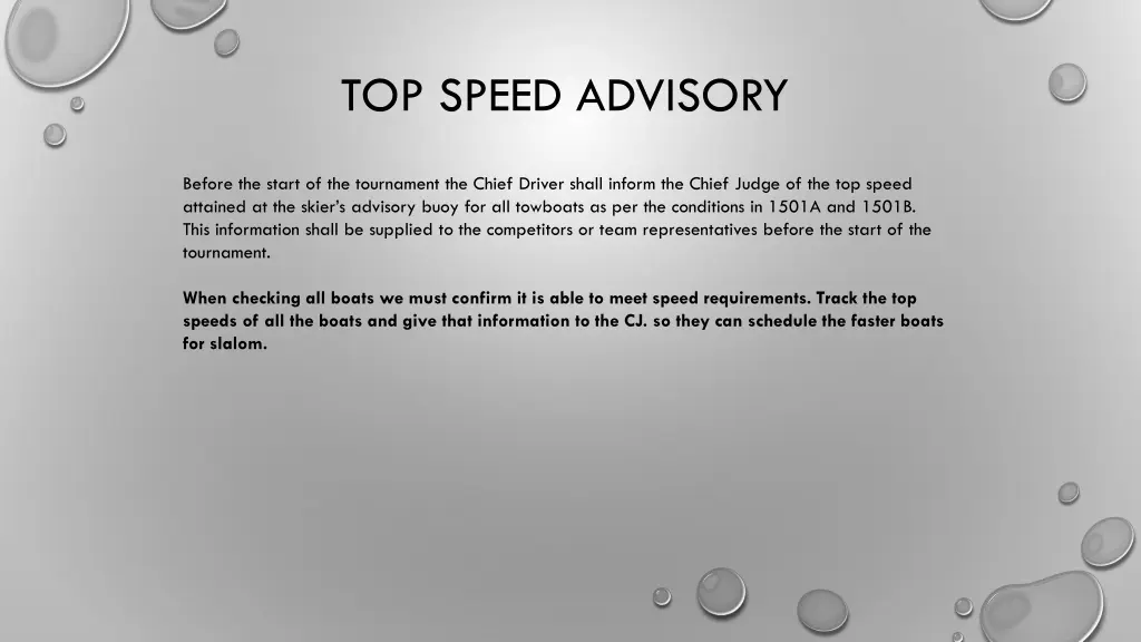 top speed advisory