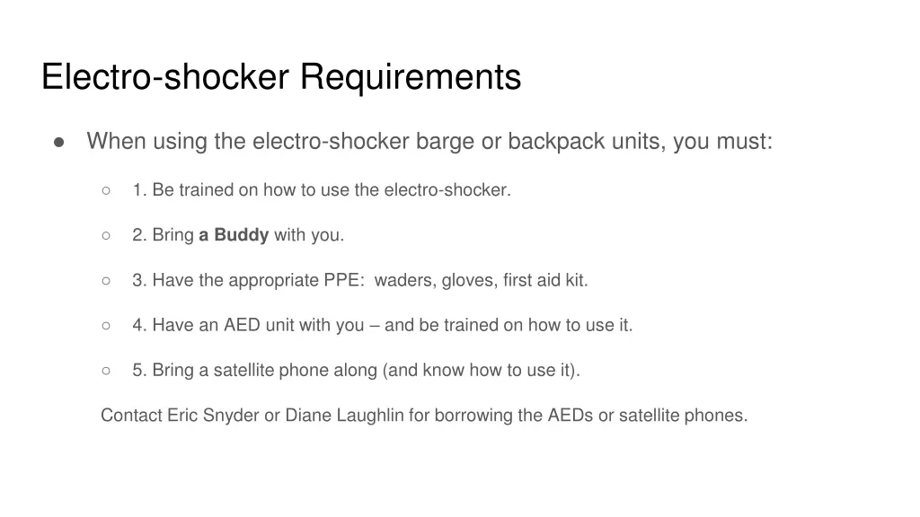 electro shocker requirements