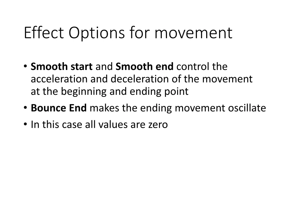 effect options for movement