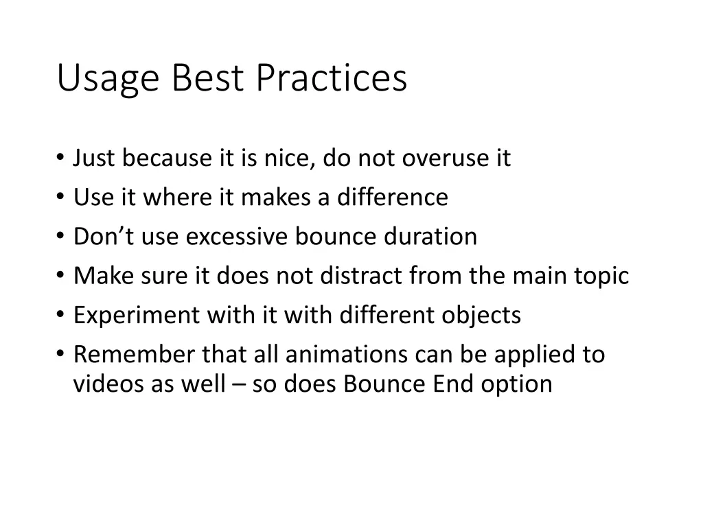 usage best practices