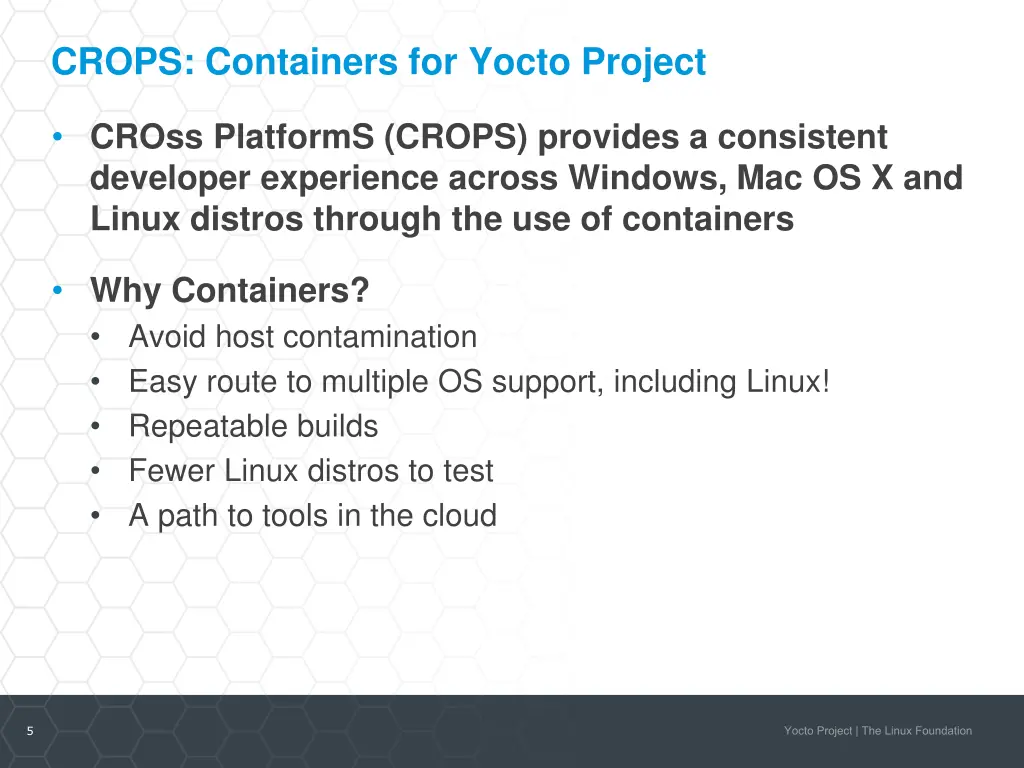 crops containers for yocto project