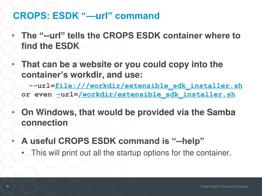 crops esdk url command