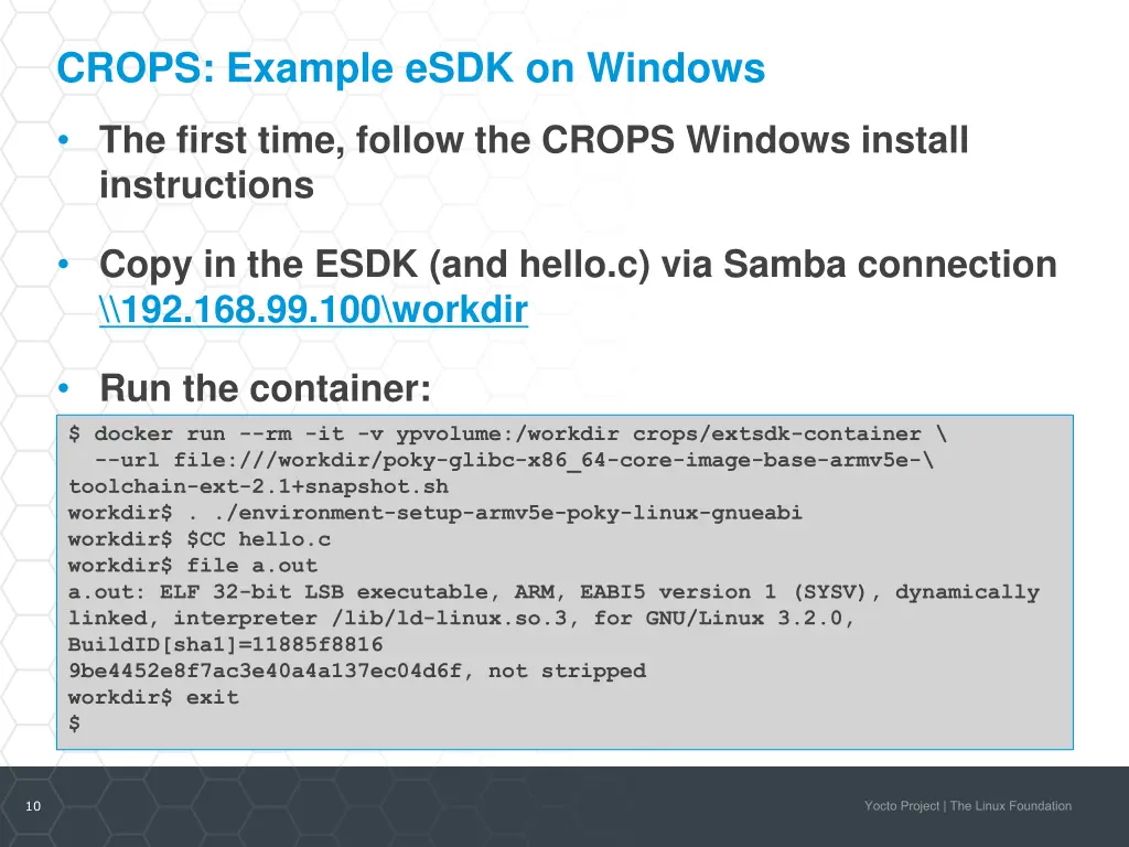 crops example esdk on windows