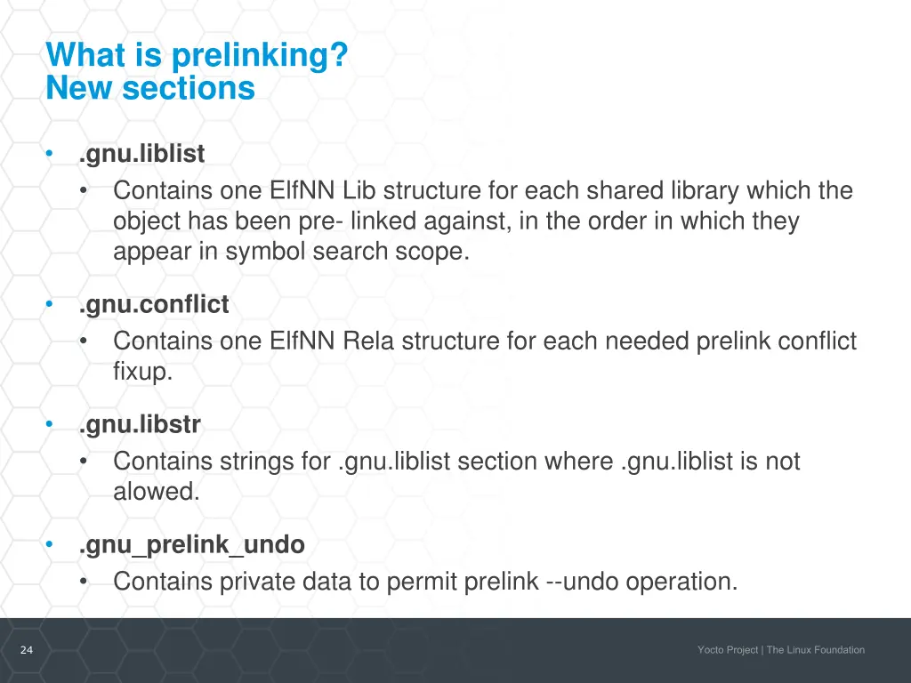 what is prelinking new sections