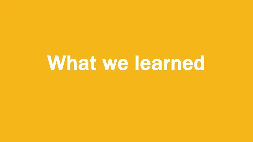 what we learned what we learned