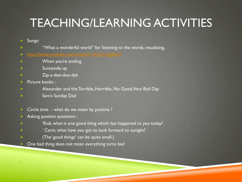 teaching learning activities