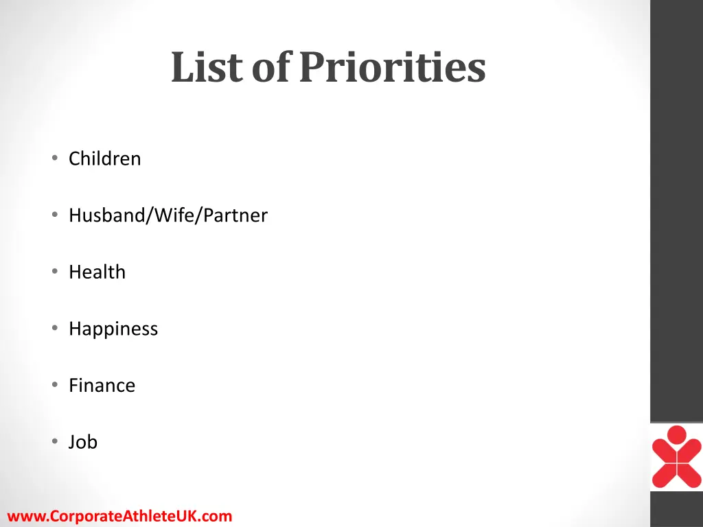 list of priorities 1