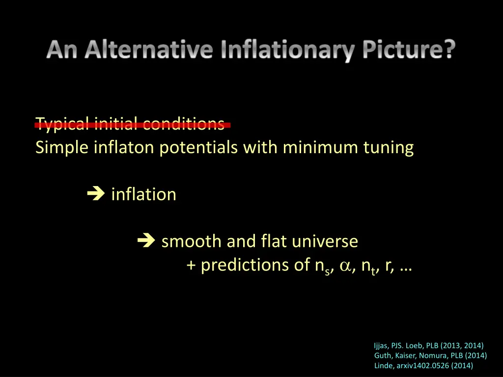 an alternative inflationary picture