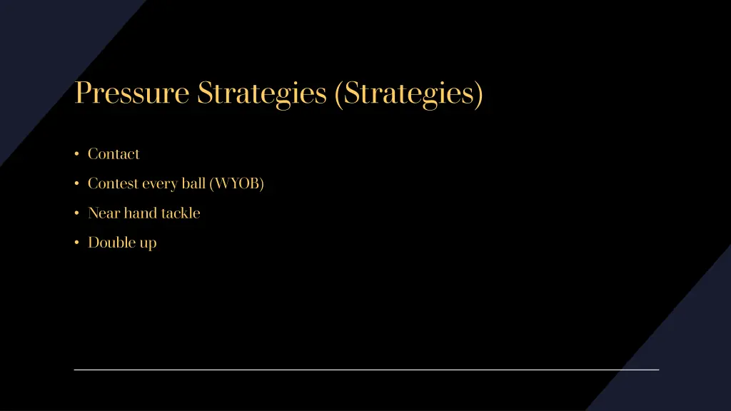 pressure strategies strategies