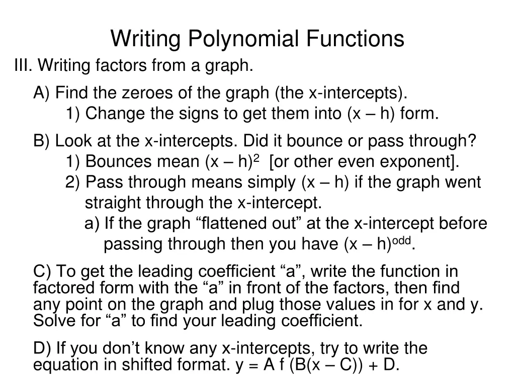 writing polynomial functions 2