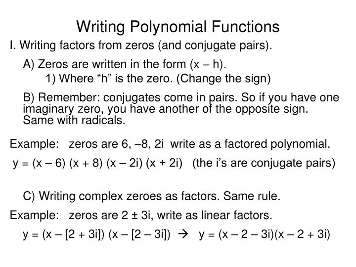 writing polynomial functions