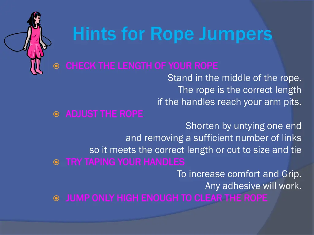 hints for rope jumpers