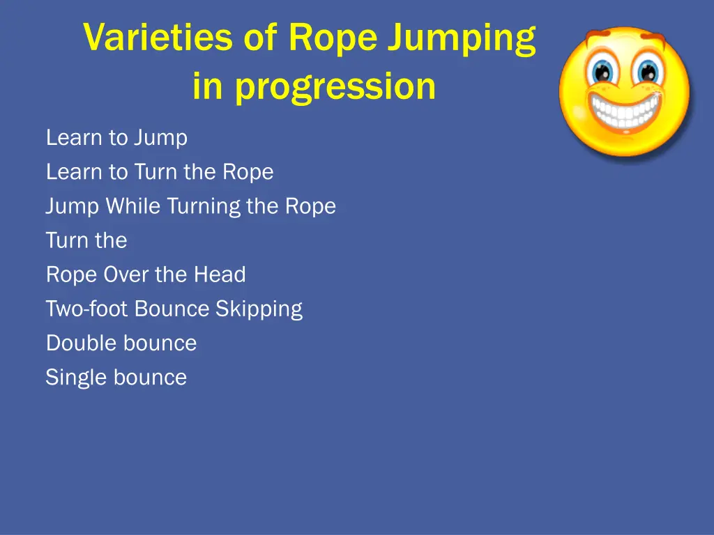 varieties of rope jumping in progression