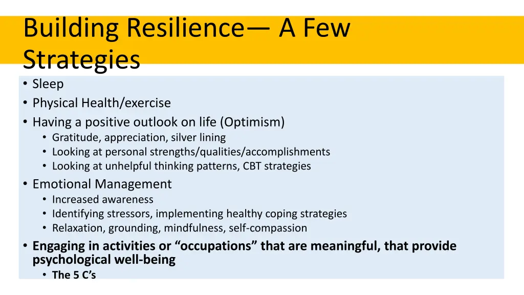 building resilience a few strategies sleep