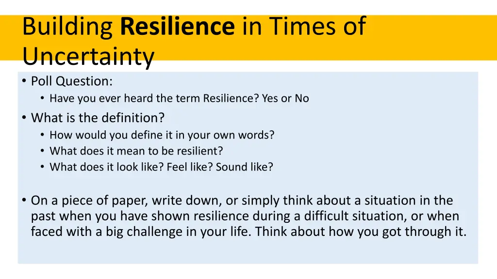 building resilience in times of uncertainty poll